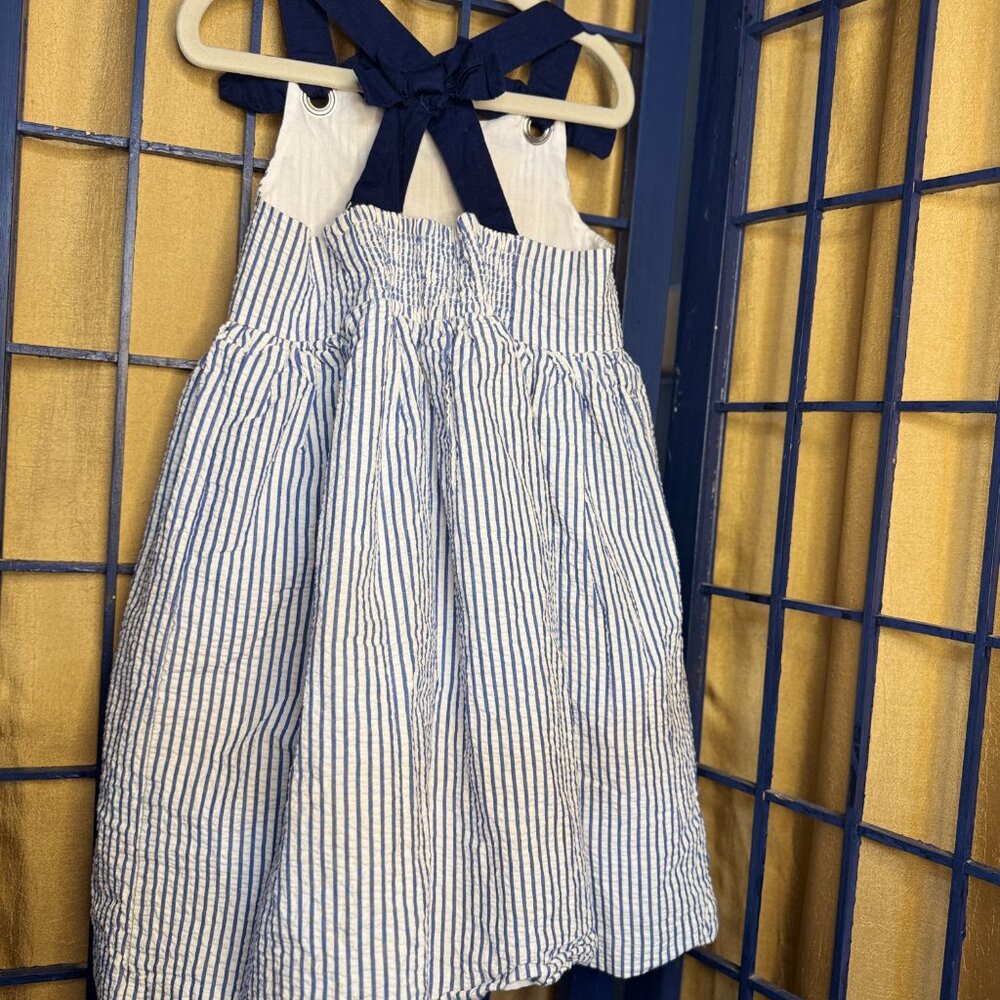 Tahari Girls Seersucker Anchor Nautical Dress Blue White Size 6 - Picture 5 of 8